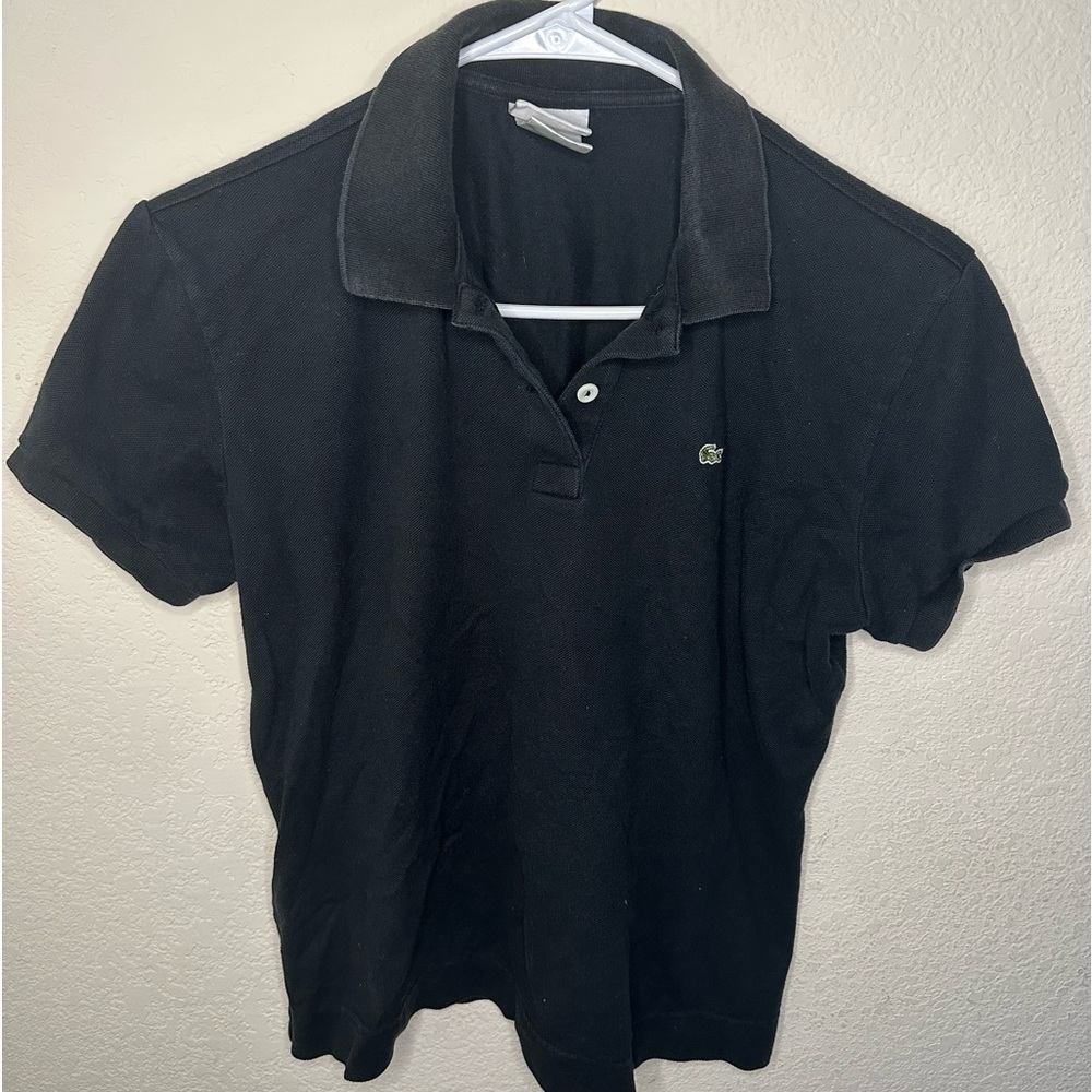 Lacoste Black Short Sleeve Collared Shirt. Worn Before. Size 46 Or Small
